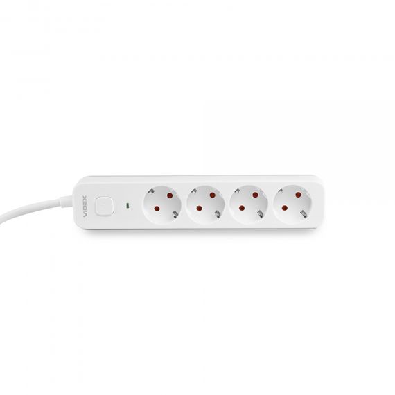 Мережевий подовжувач VIDEX ONCORD з/з 4п 3м (3x1.5мм) з кнопкою White | Зображення 3