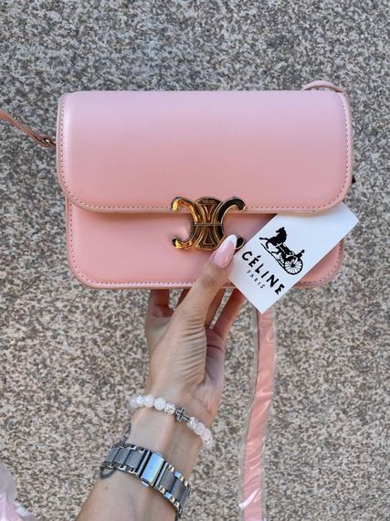 Сумка жіноча Celine Teen Triomphe Bag in Shiny Calfskin Pink Селін рожевий DN062 | Зображення 4