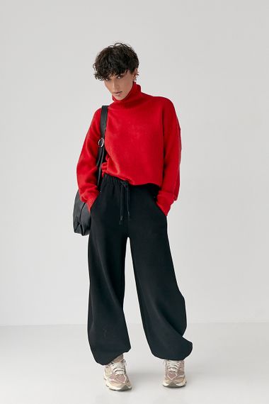 Теплі спортивні штани вільного фасону - чорний цвет, L (є розміри) | Зображення 2