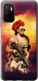 Чехол на Xiaomi Redmi Note 10 5G Украинка с оружием "5316u-2556-17620"