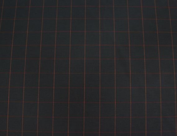 Костюмна клітинка італійська вовняна натуральна тканина з еластаном темно синього кольору RE 17 | Зображення 1