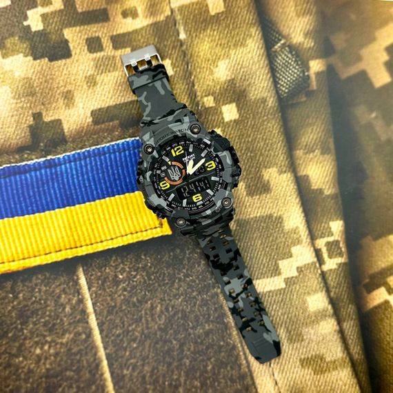 Годинник наручний Patriot 002CMGYUASI Тризуб срібло Сірий камуфляж + Коробка. | Зображення 1