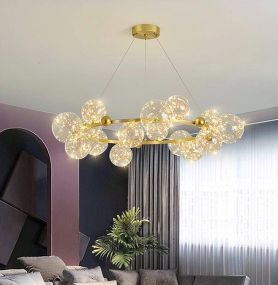 Люстра світлодіодна підвісна LED світильник для квартири на стелю лед 26576 Золото 35-110х60х60 см.