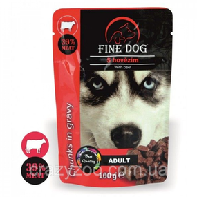 Вологий корм для собак Fine Dog Beef In Gravy яловичина у соусі 100 г 8030