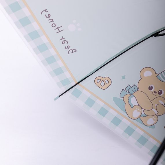 Класична дитяча парасолька-тростина напівавтомат з поліестеру міцна надійна 8 спиць діаметр 94 см М'ятний HP-23-11M | Зображення 8