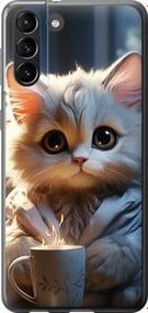 Чехол на Samsung Galaxy S21 Plus White cat из силикона FCh_096036