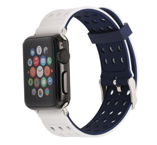 Двухсторонний ремешок с перфорацией Primo для Apple Watch 38mm / 40mm / 41mm - Navy Blue&White | Зображення 1