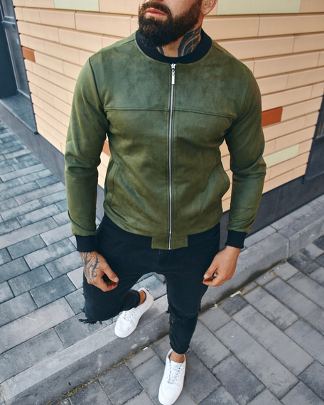 Бомбер замшевый хаки S M