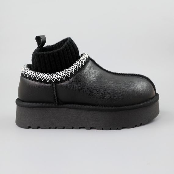 Угги жіночі шкіряні хутро 590246 Чорні 36 37 38 39 40 41