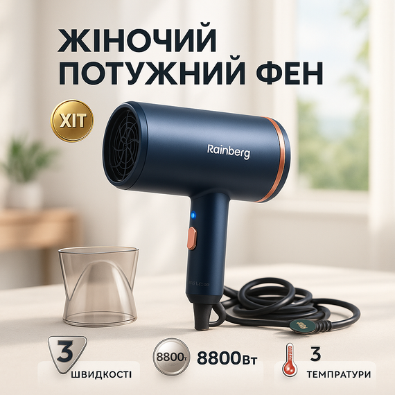 Фен для волосся з іонізацією, Фен звичайний для укладання волосся від мережі WU-86