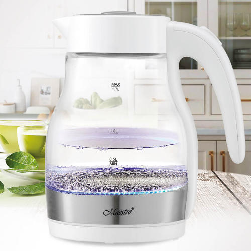 Електрочайник 1,7л 2000W скло (диск) білий MR-061-WHITE Maestro | Зображення 2
