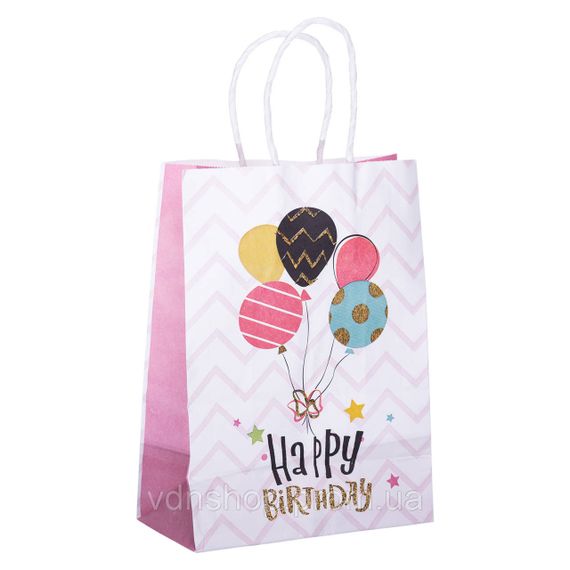 Набір подарункових пакетів з паперу 12 (шт.) Happy Birthday картонні гарні пакети для подарунків 15×8×21 (см) HP-10359-23PLINNE | Зображення 1