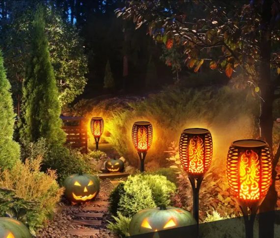 Ліхтар садовий світильник на сонячній батареї 80 см Solar flame | Зображення 4