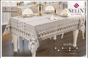 Cкатертина Selin Elfida Set 160×350+12 серветок кремова