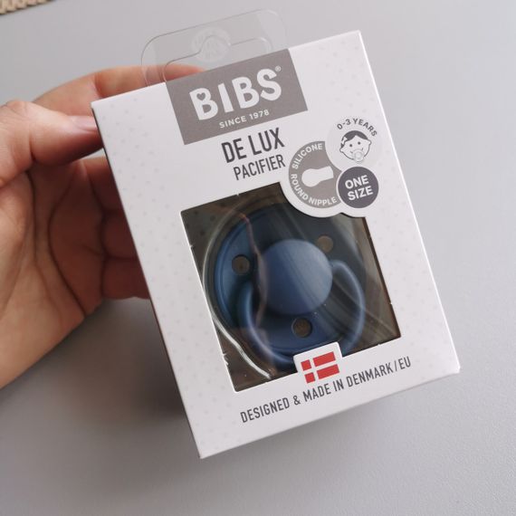 Соска пустушка Bibs De Lux Silicone Steel Blue 0-36 міс силіконова