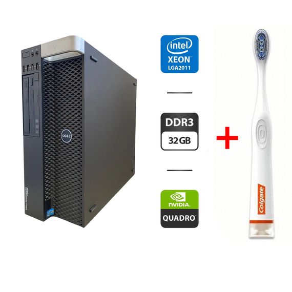 Робоча станція Dell Precision T3600 Tower / Intel Xeon E5-2690 (8 (16) ядер по 2.9 - 3.8 GHz) / 32 GB DDR3 / 128 GB SSD + 500 GB HDD / nVidia Quadro K620, 2 GB GDDR3, 128-bit / DVD-ROM б/в + Подарунок Розумна зубна щітка Colgate Connect M1 / Bluetooth