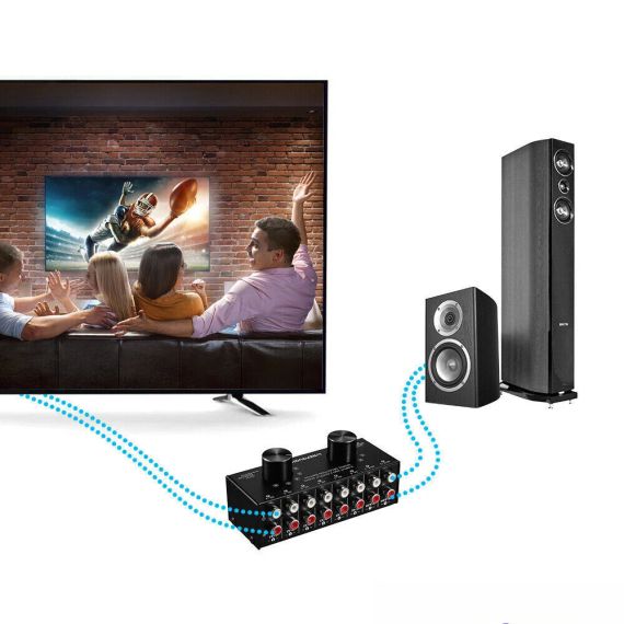 Аудио свитч 6 входов 2 віхода Audio Switcher 6-In 2-Out 2-Way Selector Селекторный разветвитель H5E2Box Splitter H5E2 | Зображення 7