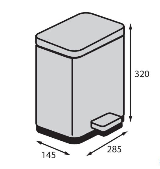 Відро для сміття Koer TC-010306-02 з плавним закриттям, прямокутне, 6 л, нержавійка (KR5600) | Зображення 1