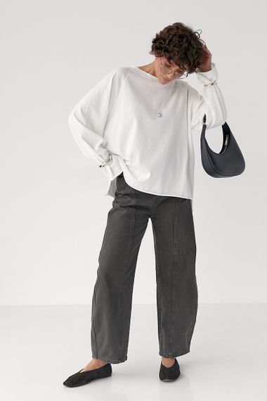 Однотонний вільний лонг - молочний цвет, ONE SIZE (є розміри) | Зображення 2