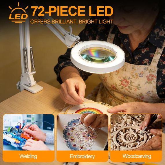 72LED 10X подсвеченная USB 3 цвета светодиодная лупа | Зображення 7