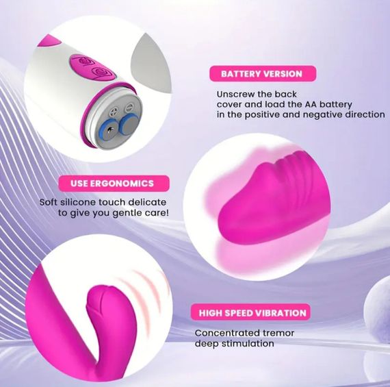 Багатофункціональний вібратор-кролик, стимулятор точки G і клітора, з проникненням і масажем. Рожевий | Зображення 6
