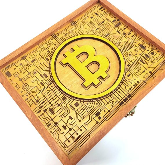 Ящик с крышкой Bitcoin 24,5х19,5х10,8 см Мастерская мистера Томаса Дерево Лак | Зображення 3