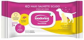 Вологі серветки для собак та котів Inodorina Funzionale Scudo з ароматом олія німу та цитронелли, 40 шт