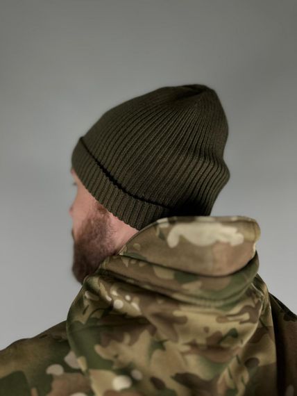 Шапка Докер(біні) ULTIMATUM Сіра OneSize, чоловіча трикотажна укорочена з підворотом | Зображення 5