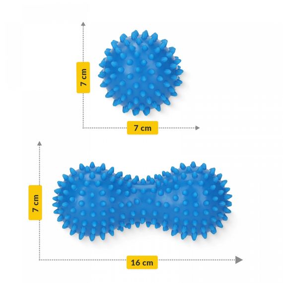 Масажний м'яч подвійний з шипами 4FIZJO Spike+ 7 x 16 см Blue (P-5905973403337) | Зображення 3