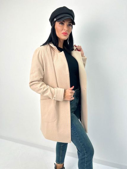 Женское короткое пальто кашемировое принт елочка GF1218 цвет бежевый, размер 50/52 | Зображення 1