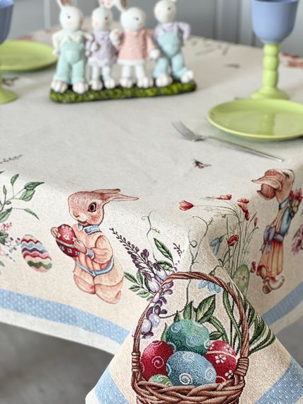 Скатертина гобеленова EASTER BEE Limaso, 137х137, Квадратна, Великодній, Без люрексу, 75% поліестер, 22% бавовна, 3% акрил, Гобелен | Зображення 4