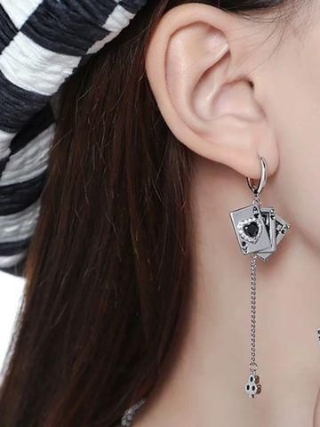 Сережки з гральними картами, сережки з камінцями, сережки карти, сережки з картами, сережки гральні карти, сережки з камінчиками | Зображення 3
