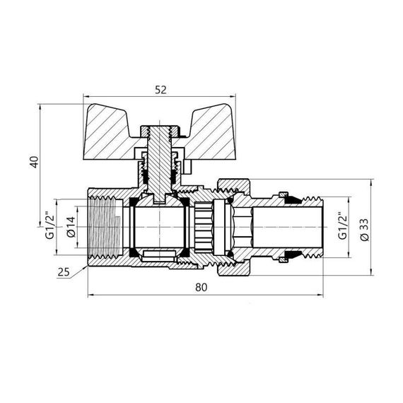 Кран Американка Thermo Alliance Standart с антипротечкой 1/2 PN40 конус   SD900NW15PN40 | Зображення 1