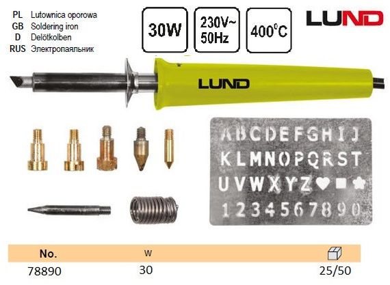 Набор паяльник выжигатель Польша P=30 Вт t=400°C 11 штук LUND-78890