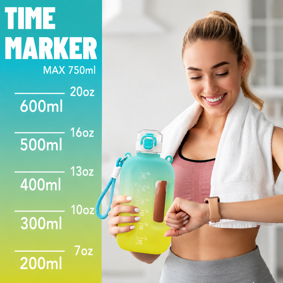 Спортивная бутылка SUMMER (750 мл) - Эко-пластик BPA-free, Желто-голубой градиент | Зображення 4