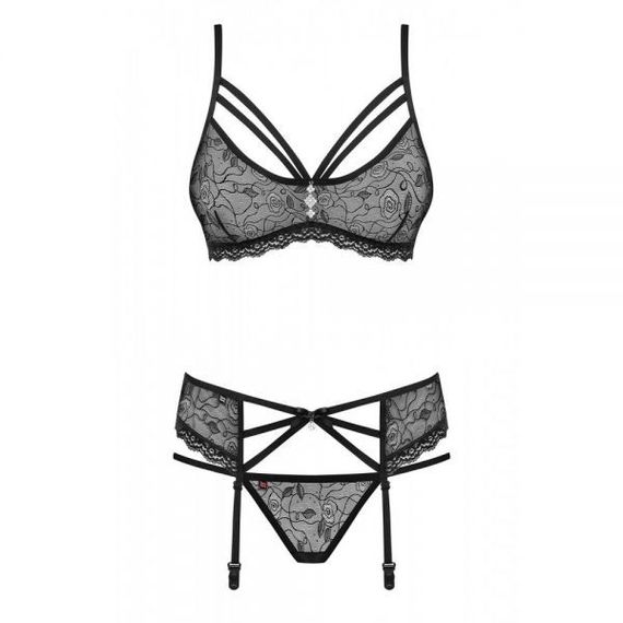 Комплект з поясом для панчіх Obsessive 818-SEG-1 L / XL, Черный, L/XL | Зображення 3
