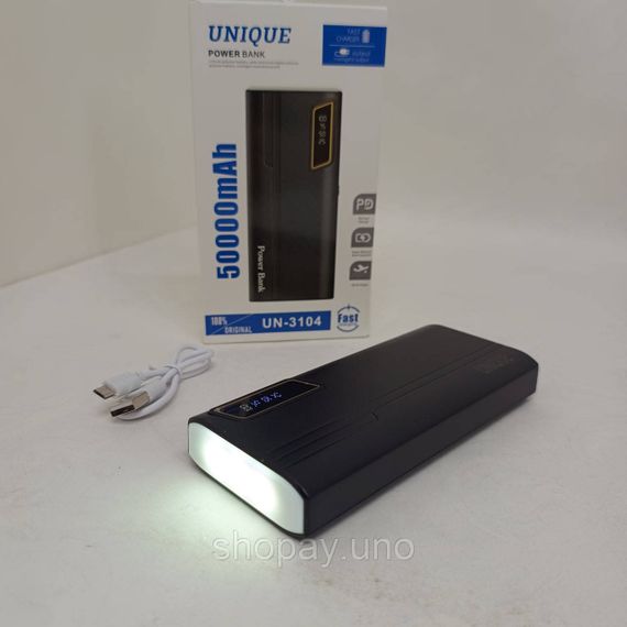Повербанк портативний для телефону, Power bank легкий, Повербанк з вбудованим ліхтариком HJ-52 | Зображення 3