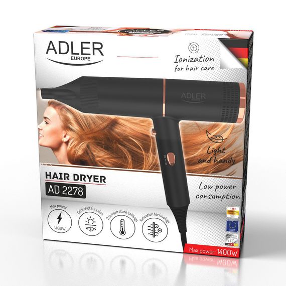 Фен для волосся Adler AD 2278, 1400 Вт, іонізація, холодне повітря | Зображення 9
