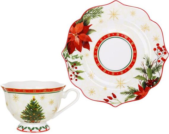 Чайно-кавовий фарфоровий набір "Christmas Story" 2 чашки 170мл з 2 блюдцями
