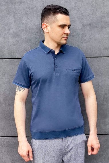 Чоловіче поло Sun`s House  розмір: 2XL Синій (арт. OT-70)