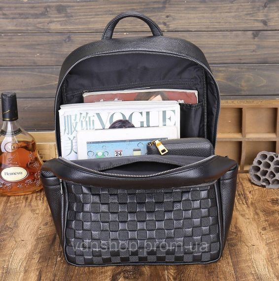 Рюкзак чоловічий шкіряний 30х41х15, міський наплічник для ноутбука та документів Tiding Bag 63989 чорний | Зображення 5