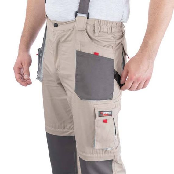 Брюки трансформер робочі з лямками 6 в 1, 100% бавовна, щільність 180 г/м², L INTERTOOL SP-3043 | Зображення 5