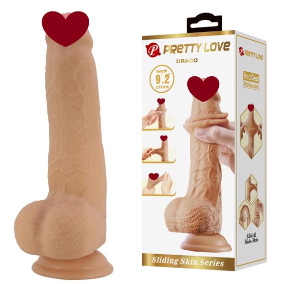 Фалоімітатор на присосці Pretty Love Darco зі ковзною шкірою, тілесний, 23.3 х 4.3 см Sex Aura