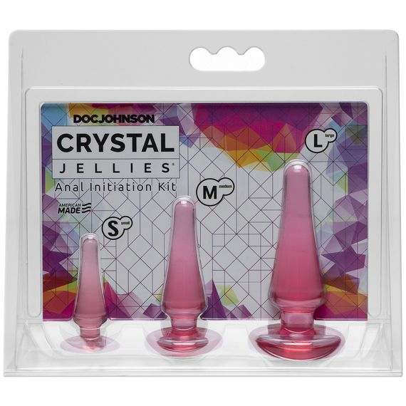 Набір анальних пробок Doc Johnson Crystal Jellies - Pink, макс. діаметр 2см - 3 см - 4 см | Зображення 1