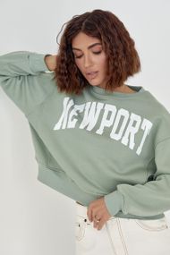 Теплый укороченный свитшот с надписью Newport мятный цвет S