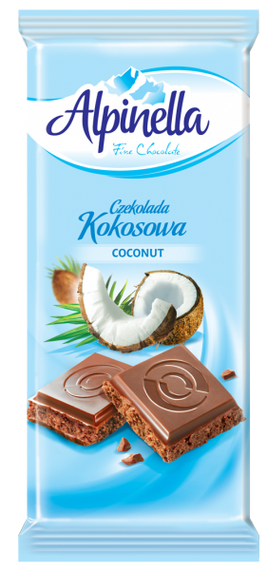 Молочний шоколад з кокосовою стружкою Alpinella Kokosowa, Польща, 90 г