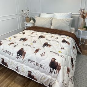 Ковдра полуторна відкрита двостороння з вовни Arda Pure Wool 21445 150х210 см шоколадне