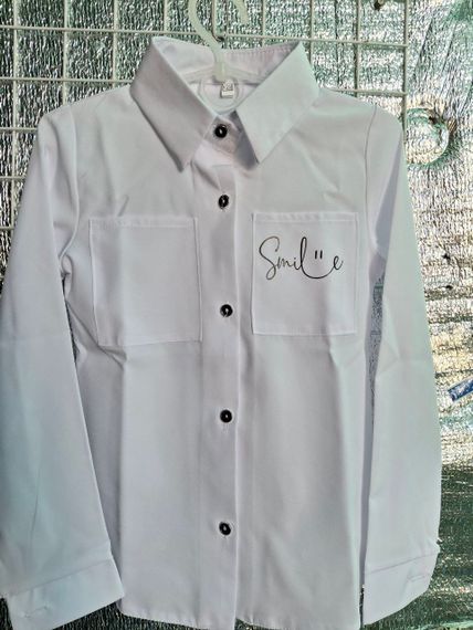 Дитяча шкільна блузка сорочка на дівчинку з довгими рукавами колір білий розмір 116, SBR215 | Зображення 3