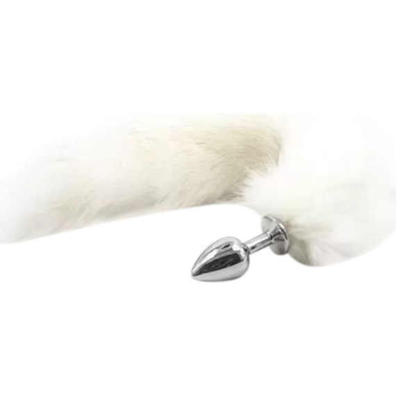 Анальна пробка штучне хутро DS Fetish Anal plug faux fur fox tail white polyeste Sex Aura