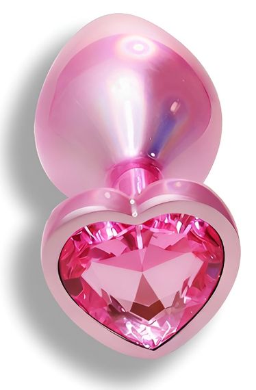 Анальная пробка с кристаллом EGZO - Pink Perl Heart Plug Pink, size S Sex Aura | Зображення 1
